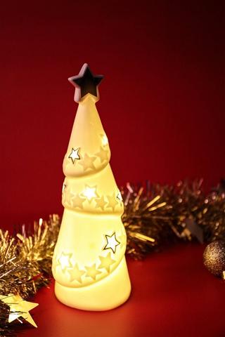 Led Ceramic Star Festive Tree, 23cm
