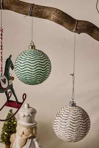 Hanging Glitter Ripple Bauble, 8cm