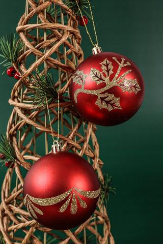 6 Pack Hanging Metallic Detail Baubles