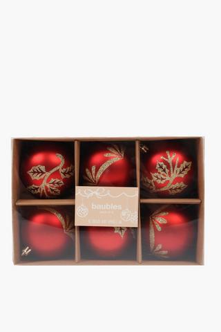 6 Pack Hanging Metallic Detail Baubles