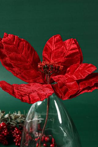 Velvet Poinsetta Single Stem, 35cm