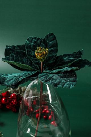 Velvet Poinsetta Single Stem, 35cm