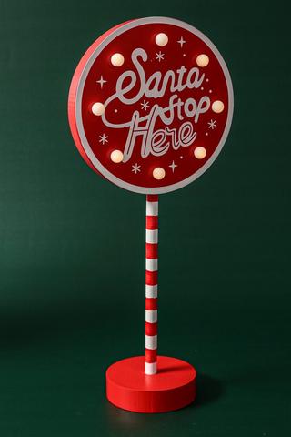 Led Santa Stop Sign, 18x40cm