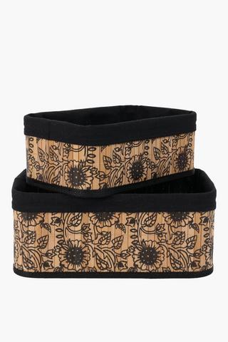 Printed Floral Bamboo Utility Basket Medium