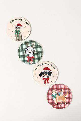 4 Pack Festive Pet Coasters