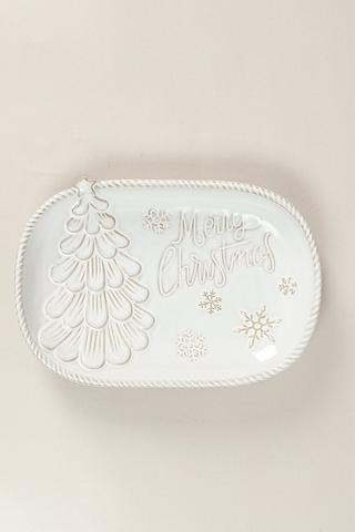 Kraft Ceramic Tree Platter, Large