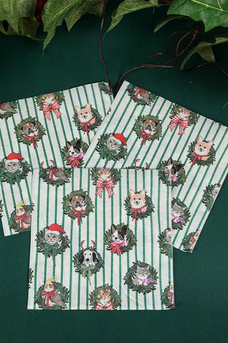 20 Pack Festive Pet Wreath Serviettes