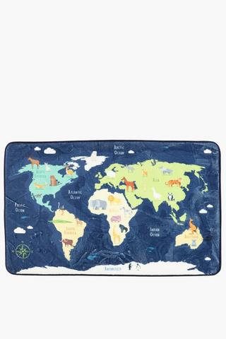 World Map Rug, 70x110cm