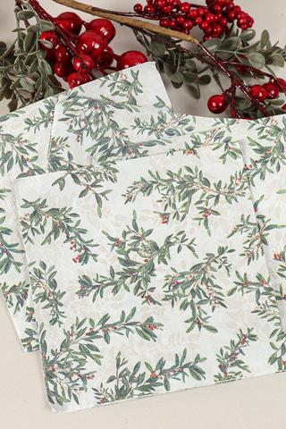 20 Pack Opulent Mistletoe Serviettes