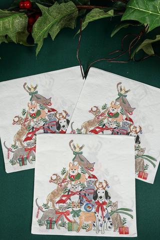 20 Pack Festive Pet Tree Serviettes