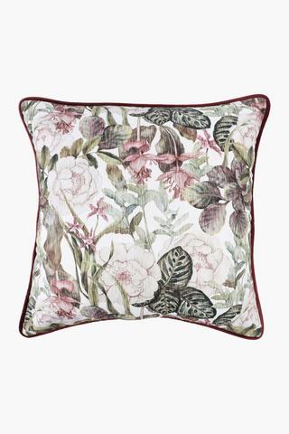 Extra Premium U+g Printed Jazba Leaf Feather Filled Scatter Cushion, 60x60cm