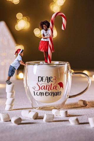 Santa Double Wall Glass Mug
