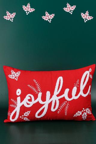 Christmas Embroidered Joyful Scatter Cushion, 40x60cm