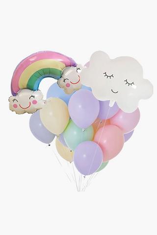 7 Pack Rainbow Clouds Pastel Balloons