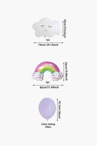 7 Pack Rainbow Clouds Pastel Balloons
