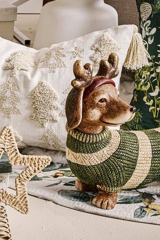 Festive Sausage Dog Statue, 44x16cm