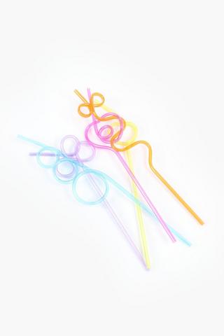 5 Pack Bright Fun Straws