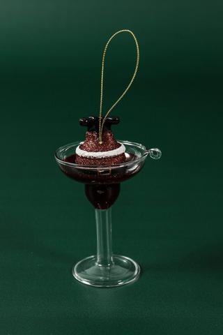 Hanging Santa Martini Glass, 11cm