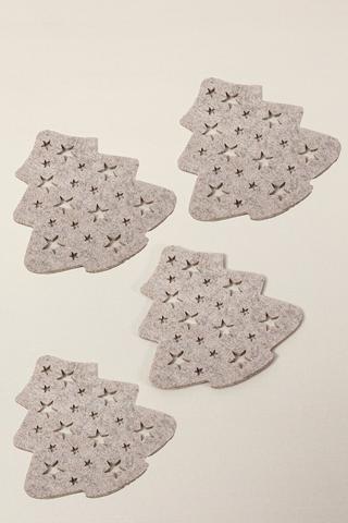 4 Pack Festive Tree Coasters