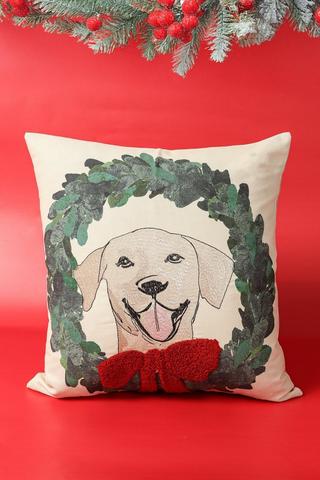Christmas Embroidered Petsmas Wreath Scatter Cover Only, 50x50cm