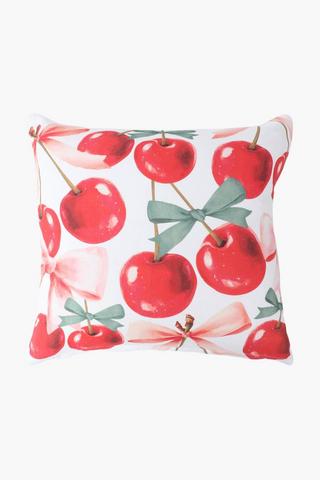 Christmas Printed Merry Cherry Scatter Cushion, 45x45cm