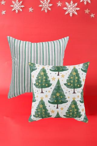 Christmas 2 Pack Trees And Stripe Scatter Cover Only, 45x45cm