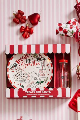 Santa Plate And Bottle Set