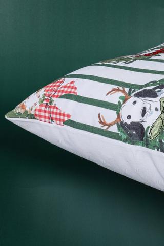 Christmas Embroidered Petsmas Stripe Scatter Cushion, 50x50cm