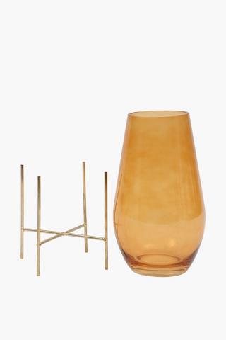 Glass Vase On Stand, 16x38cm