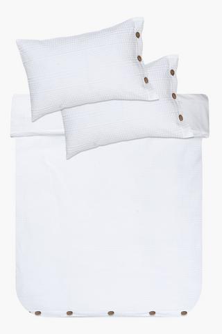 Premium Cotton Waffle Button Detail Duvet Cover Set