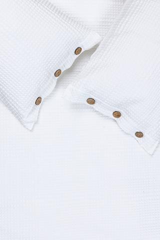 Premium Cotton Waffle Button Detail Duvet Cover Set