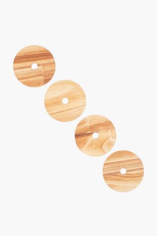4 Pack Pu Trim Wooden Coasters