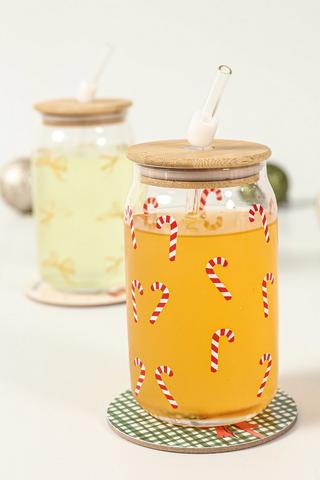 Candy Cane Glass Sippy Cup