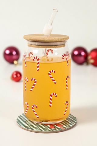 Candy Cane Glass Sippy Cup