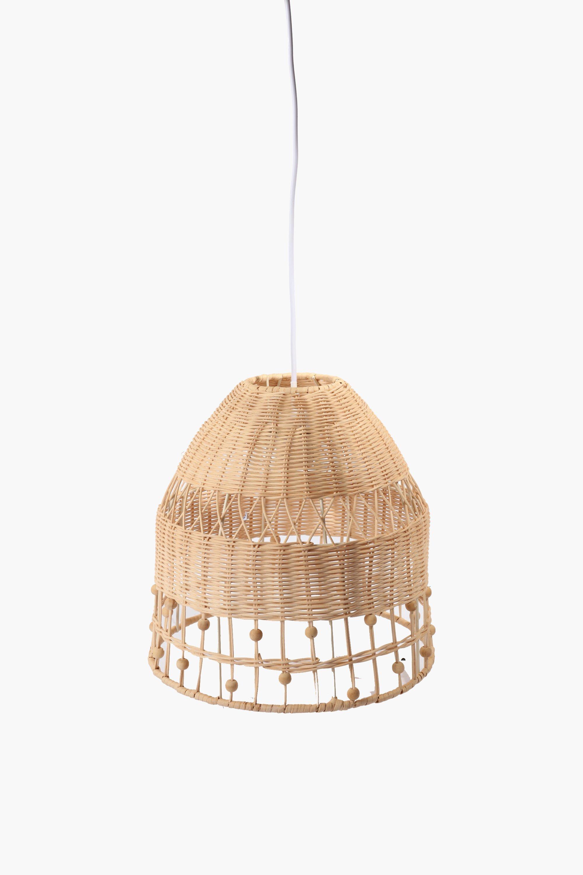 Beaded Rattan Bell Pendant, E27