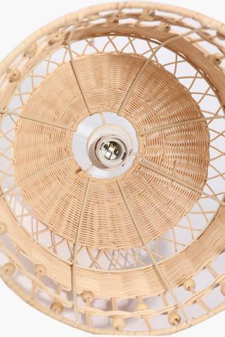 Beaded Rattan Bell Pendant, E27