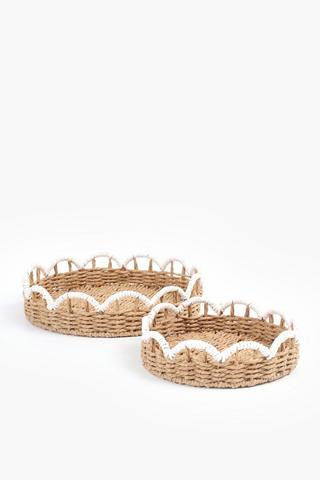 2 Pack Scallop Woven Trays