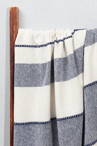 Polycotton Stripe Throw, 140x180cm