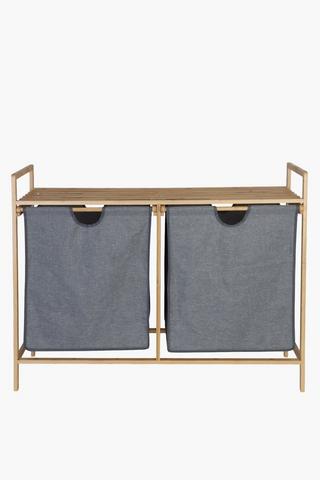 Bamboo Dual Compartment Hamper