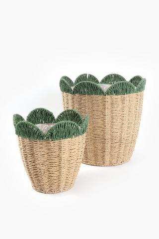 Woven Scallop Planter, 35cm