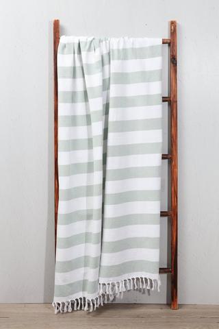 Cotton Stripe Fringed Throw, 125x150cm