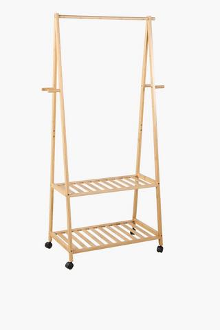 Bamboo Shelved Clothing Rail