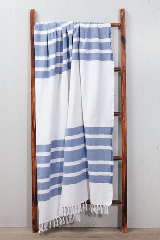 Cotton Stripe Fringed Throw, 125x150cm