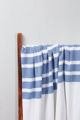 Cotton Stripe Fringed Throw, 125x150cm