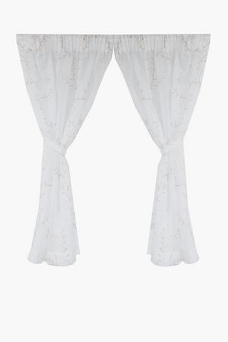 2 Pack Cafe Embroidered Botanic Dahlia Curtain, 110x120cm