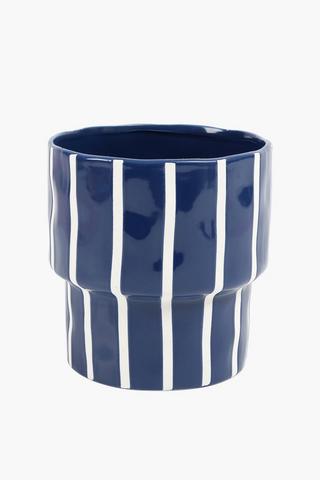 Stripe Ceramic Planter, 19cm