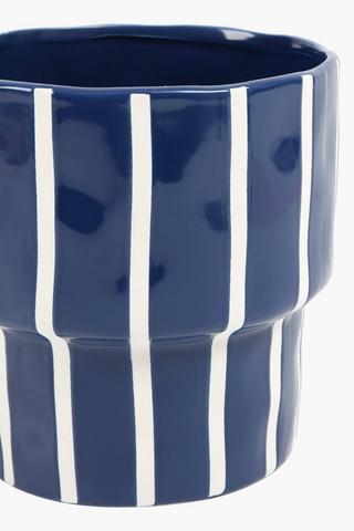 Stripe Ceramic Planter, 19cm