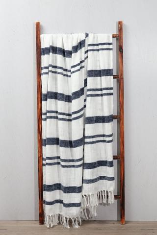 Cotton Stripe Slub Detail Throw, 140x180cm
