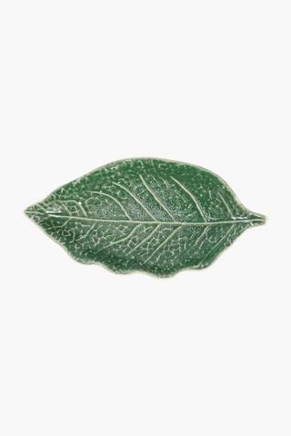 Ceramic Glazed Leaf Trinket Tray, 27x4cm