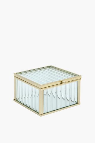 Ribbed Glass Jewellery Box, 10x10cm